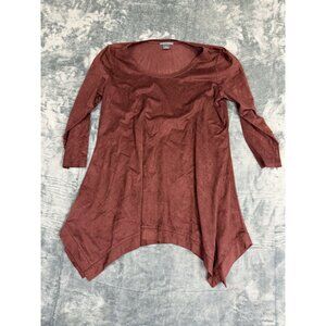 Chelsea & Theodore Womens Tunic Top Asymmetrical Hem 3/4 Sleeves M